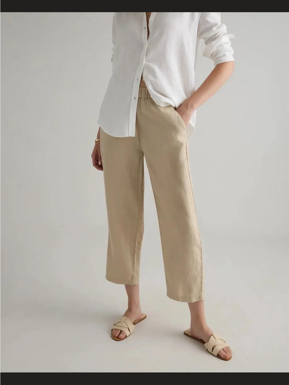 NWT Quince 100% European Linen Pants in Driftwood